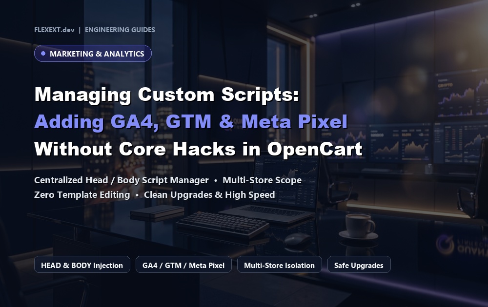Managing Custom Tracking Scripts: Adding GA4, GTM & Meta Pixel Without Core Template Modifications in OpenCart