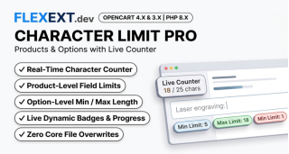 FlexExt Character Limit Pro (Products & Options) with Live Counter