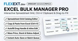 Excel-like Bulk Manager Pro (Spreadsheet Catalog Grid & Drag-to-Fill)