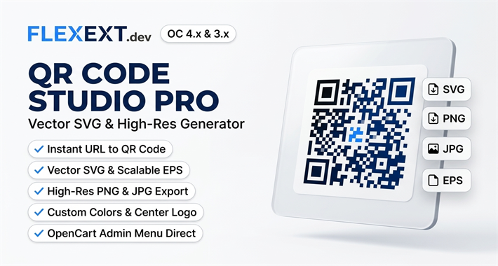 QR Code Studio Pro – Vector SVG, PNG & JPG Generator for OpenCart 4 & 3